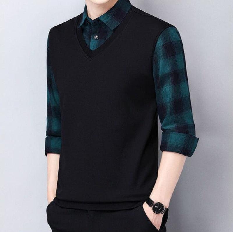 colete masculino + camisa tricot